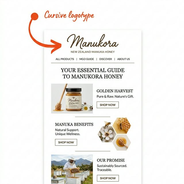 Cursive generator example — elegant calligraphy logotype for email headers