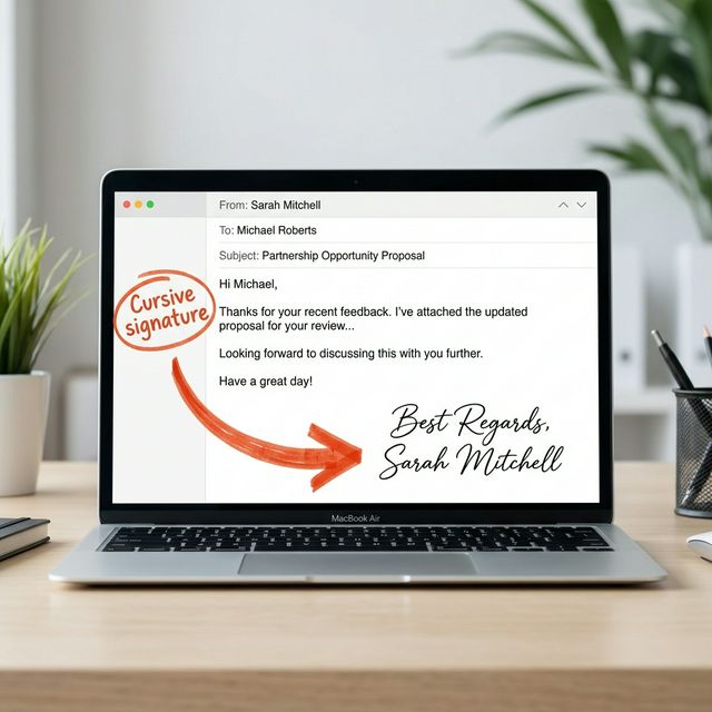 Cursive signature example — personal handwritten email signature