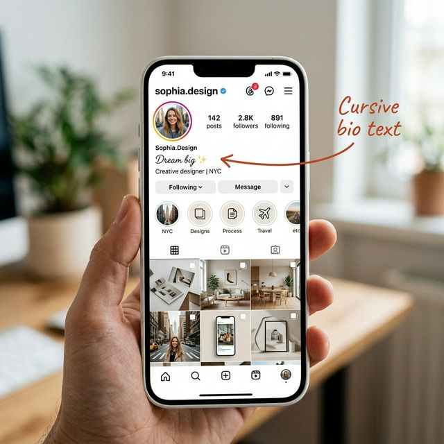 Cursive text preview on Instagram — generated with our free cursive generator