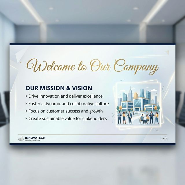 Cursive title generator result shown as an elegant heading in a professional PowerPoint presentation slide